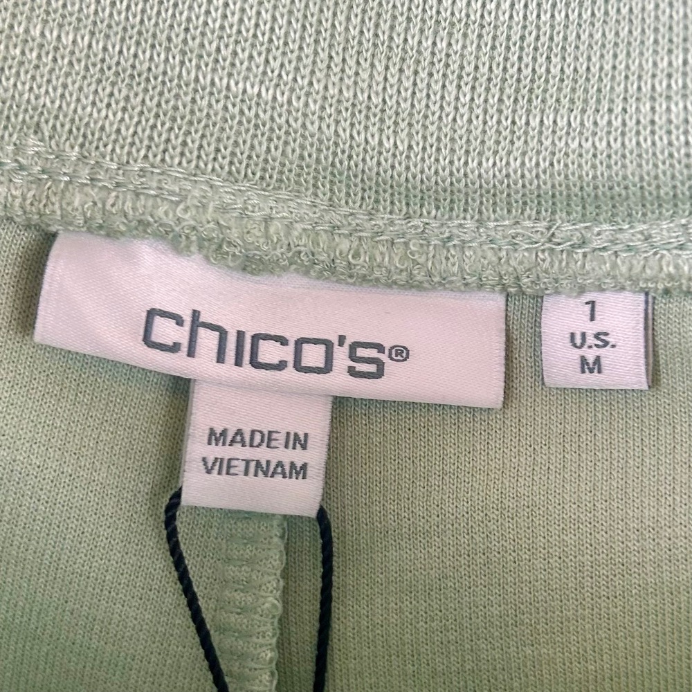 Chico's Zenergy Beach Slub Crop Pants Light Green Wide Leg Size 1 US 8 NEW - Picture 10 of 10
